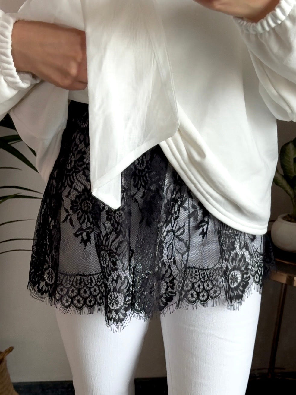 Blusenrock aus Spitze schwarz