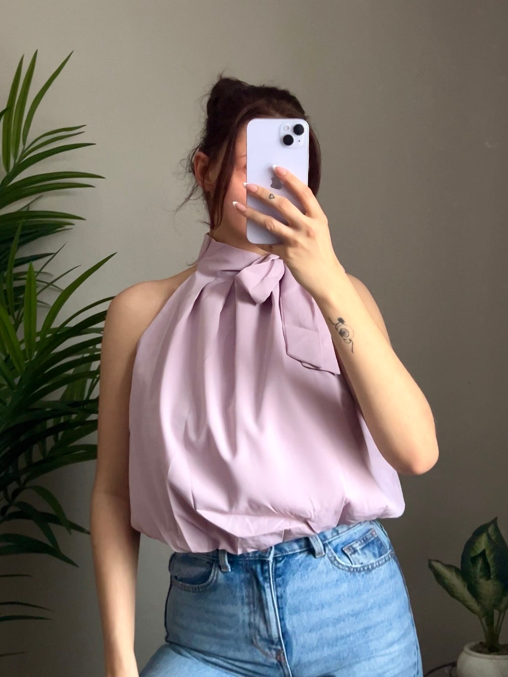 Neckholder Ballon Bluse