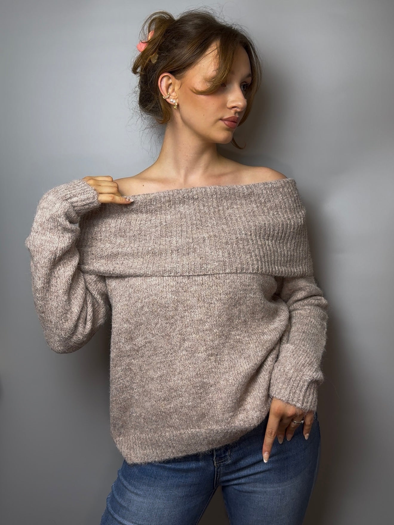 Off Shoulder Pullover versch. Farben
