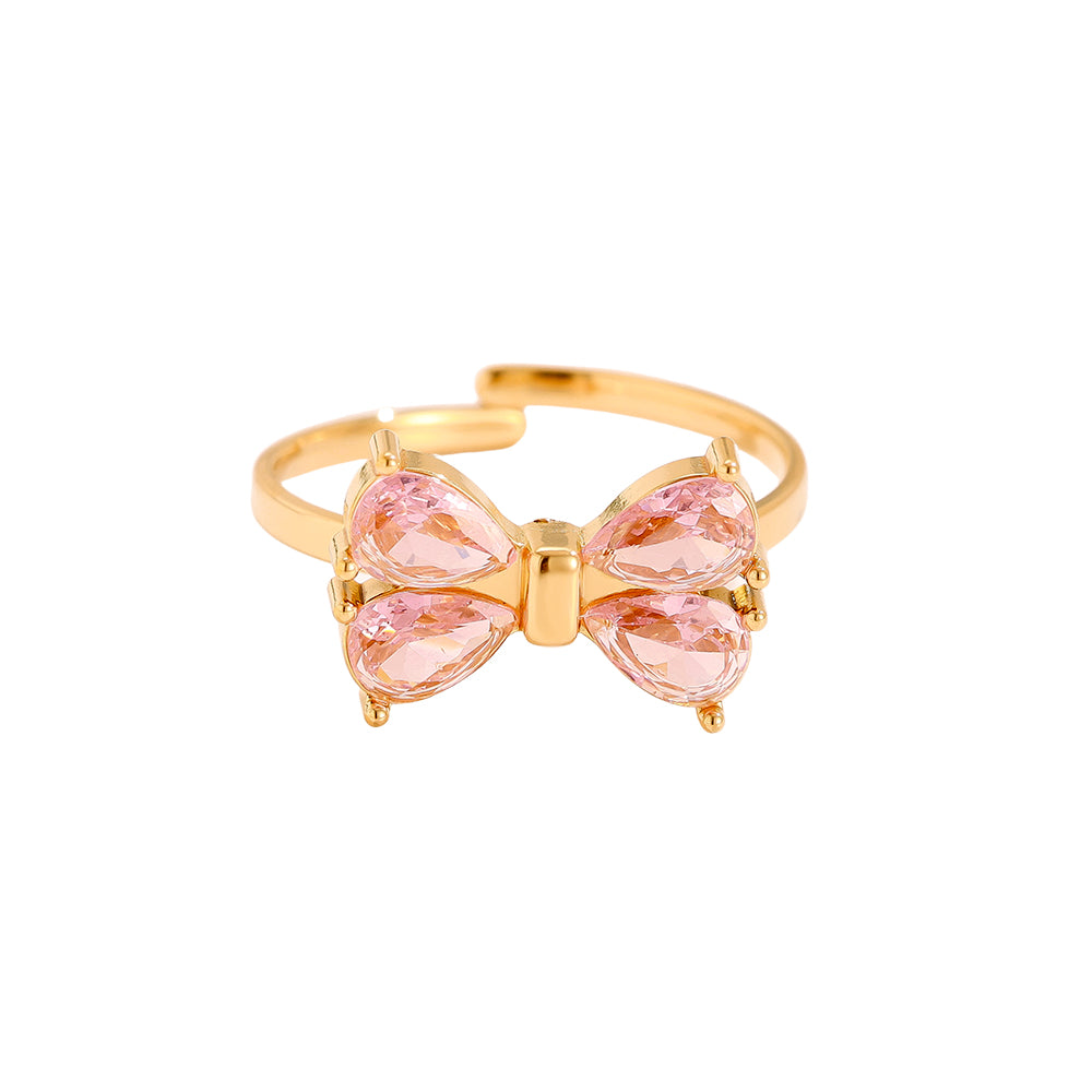 Verstellbarer Ring “Shiny Bow” Gold/rosa