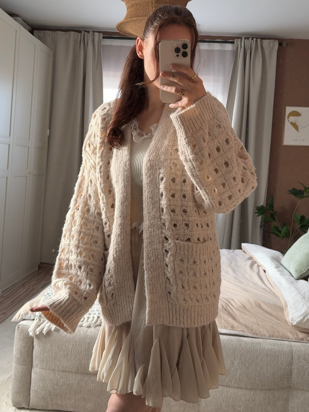 Cardigan mit Lochmuster