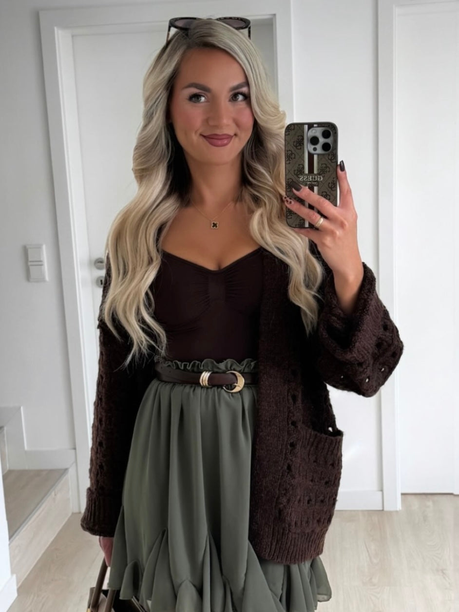 Cardigan mit Lochmuster