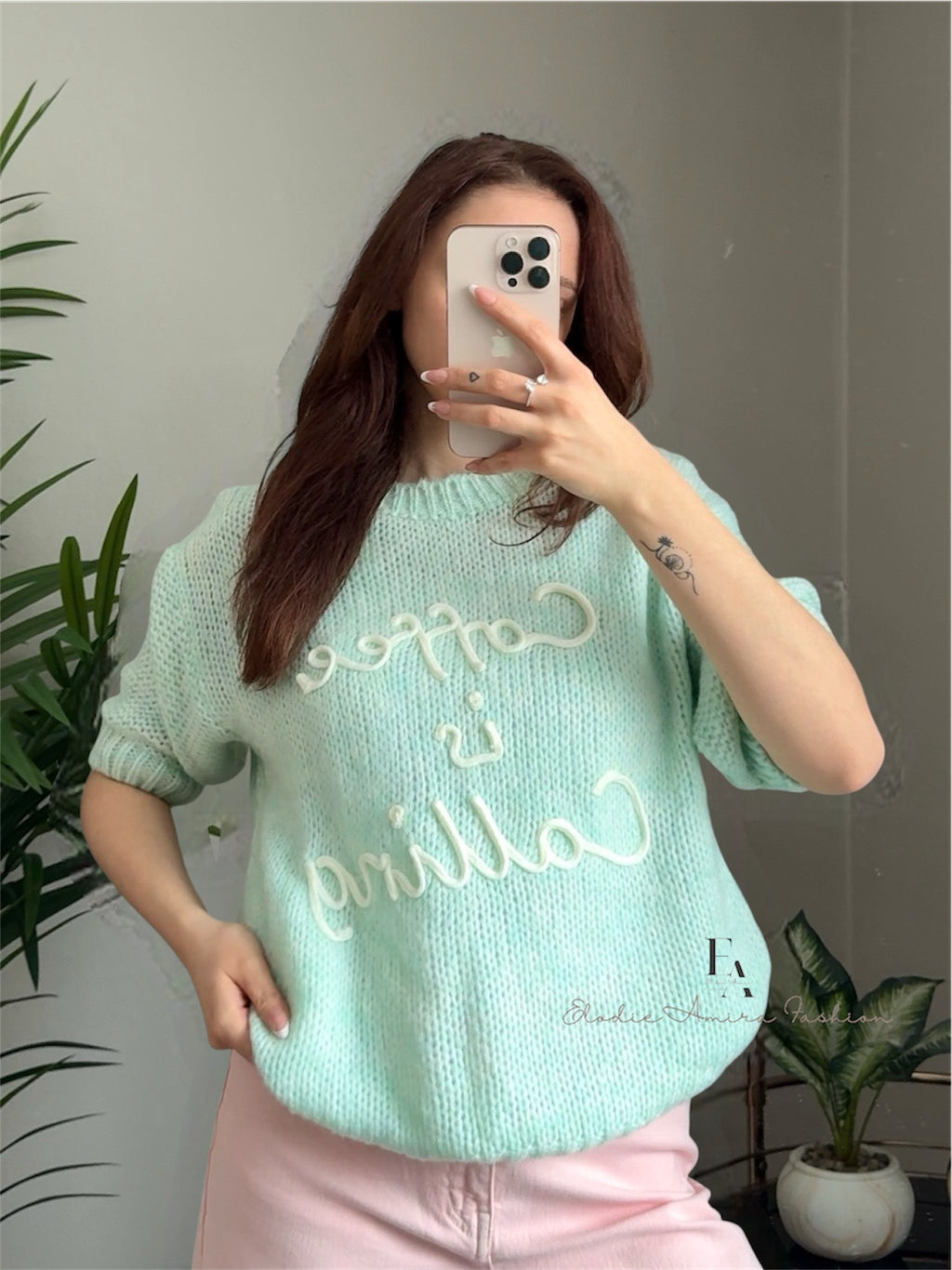 Pullover “Coffe Love” mint