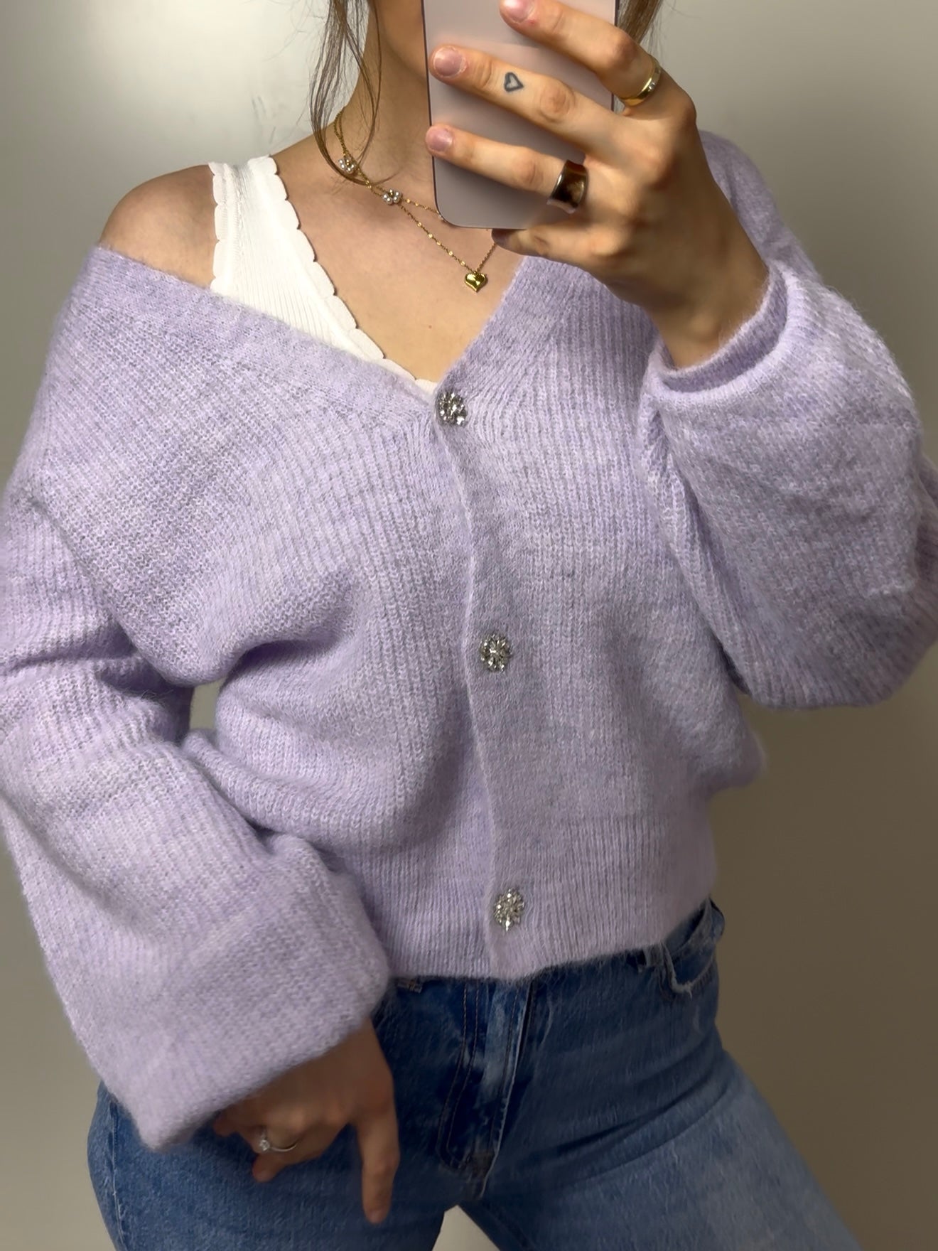 Cardigan mit glitzer Knöpfen, versch. Farben