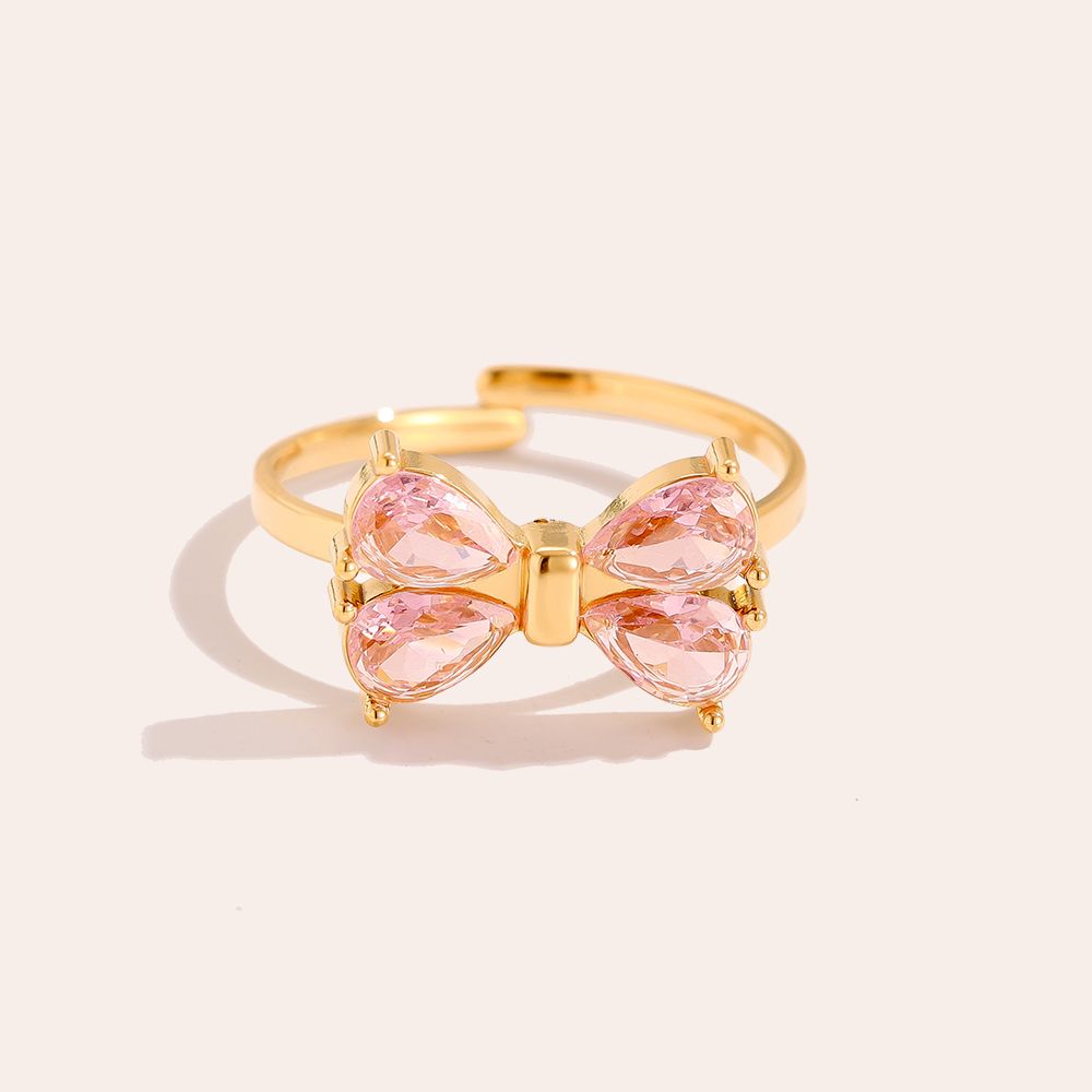 Verstellbarer Ring “Shiny Bow” Gold/rosa