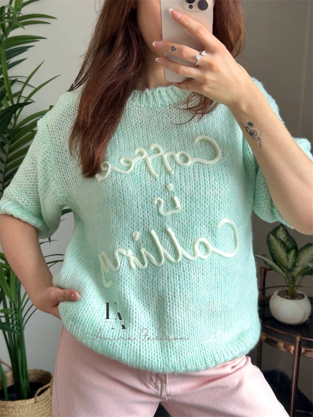 Pullover “Coffe Love” mint
