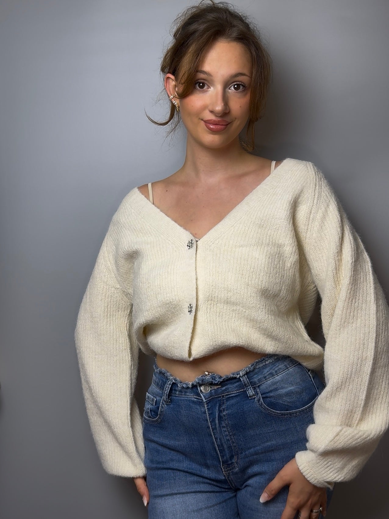 Cardigan mit glitzer Knöpfen, versch. Farben