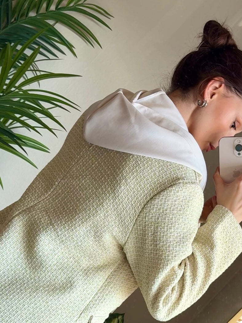 Tweed Blazer mit Kapuze